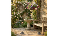 Telescopic Shepherd's Hook Stand Weighted Base Scrollwork Plant Stand Sturdy Floor Plant Hook Multi-Purpose for Courtyard