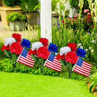 Long-Lasting Independence Day Centerpiece Reusable Patriotic Flower Arrangement American Flag Flower Bunch for Party, Tabletop