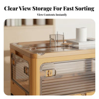 Collapsible Storage Crate with Doors Foldable Book Bin Large Capacity for Closet