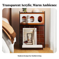 Rippled Door Cabinet mid-centuryera Modern Design Nightstand Space-Saving