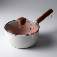 Baby Food Milk Pan with Rice Stone Coating and Wooden Handle, Nonstick Cooking Pot for Noodle Pot and Soup Pot, Sauce Pan with Saucepan Lid