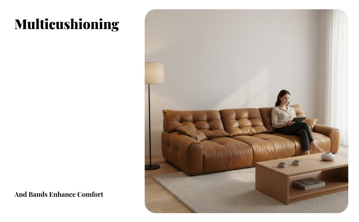 Straight-Line Block Sofa Caramel Color Couch Vintage Inspired Living Room Furniture for Apartment Dwellers, Families, Home leisure Space, Office