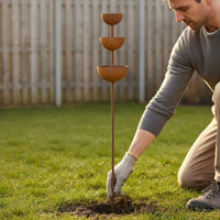 Rustic Bee Watering Station Triple Bowl Butterfly Feeder Easy Installation Cascading Bowl Garden Stake for Patio
