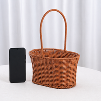Rattan Basket, Laundry Basket, Woven Basket, Storage Basket, With Handle, Brown