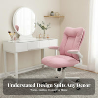 Space-Saving Rolling Desk Chair with Flip-up Arms Ergonomic Design Upholstered Rolling Chair with Flip-up Arms Thickly Padded Cushion Home Furniture Adjustable Height for Students, Office Workers, Gamers, Bedroom, Dormitory, Dorm Room
