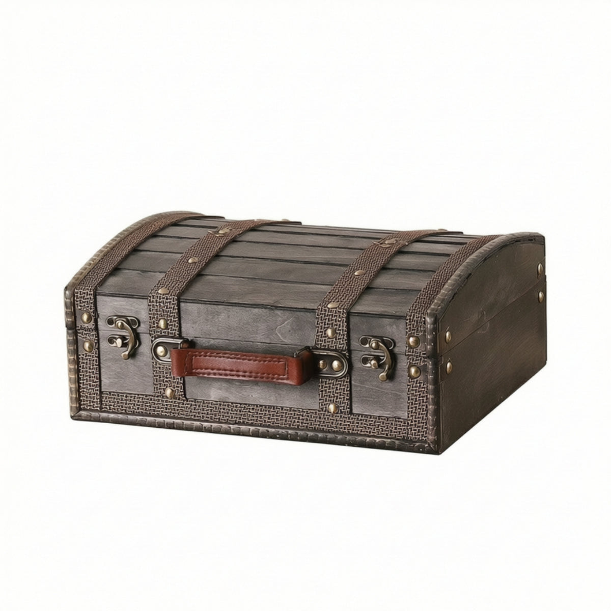 Wooden Storage Chest with Hinged Lid Portable Wooden Box with Handle Hand-Held Keepsake Box for Home Decor, Tabletop Display