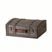 Wooden Storage Chest with Hinged Lid Portable Wooden Box with Handle Hand-Held Keepsake Box for Home Decor, Tabletop Display