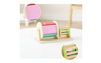 Colorful Wooden Toy with Rotating Drums Educational Wooden Rotating Drum Vibrant Rotating Drum Toy Tabletop for Preschoolers