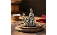 Carved-Style Buddha on Elephant Figurine Compact Buddha Statue with Elephant Peaceful Zen Tabletop Figurine Serene for Buddhists