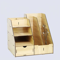 Desk Storage Organizer with Drawer, 3 Tier Desktop File Holder for Office, Multi Compartment Workspace Organization for Students
