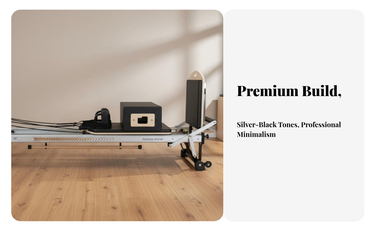 Pilates Reformer Bed Noiseless Center Training Reformer Adjustable Resistance Sliding Carriage Exercise Bed for Postpartum Women, Beginners, Gyms