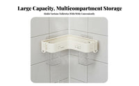 Drillno-Drill Installation Triangular Corner Shelf Space-Saving Bathroom Organizer Hollow Drainage Design Shower Organizer Waterproof for Homeowners, Families, Students, Restroom, Kitchen
