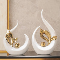 Light Luxury Design Abstract Sailboat Statue High-End Gold Accent Sculpture Modern Ceramic Figurine for Living Room, Office, Wine Cabinet, TV Stand