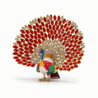 Peacock Trinket Box Jeweled Peacock Figurine with Storage Jewelry Box with Hinge Enameled Statue Enamel for Women, Vanity