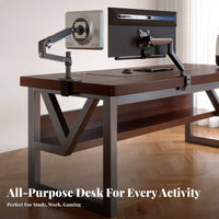 Spacious Desktop Gaming Desk with Under-Shelf Sturdy Construction Desk with Storage Shelves Easy Assembly Computer Table M-Shaped Leg Design for Students, Couples, Telecommuting Workers, Bedroom, Study Room