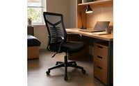 Mesh Office Chair Padded Seat Ergonomic High Back Chair Matte Black Workspace Seating for Students