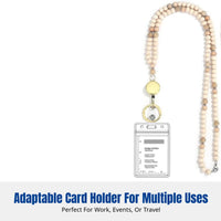 Handmade Beaded Lanyard Necklace, Retractable ID Holder, Keychain, Multi-Color Options, Card Sleeve Included
