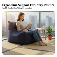 Comfortable Design Single-Person High-Back Lounger Easy to Move Ruched Floor Lounger Lightweight Bean Bag Chair Full Body Support for Apartment Dwellers, Adults, Students, Living Room, Bedroom, Balcony, Small Areas