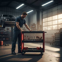 Rolling Tool Cart Three-Tier Mechanic Tool Cart  Adjustable for Mechanics, Technicians, Workshop, Repair Shop, Warehouse