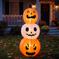 Lighted Stacked Pumpkin Inflatable Tall Inflatable Pumpkin with LED Lights Bright Outdoor Decoration Sturdy for Yard, Lawn