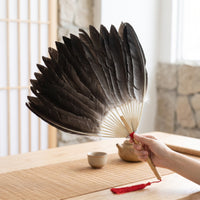 Handmade Goose Feather Fan Decorative Feather Fan Traditional Accessory Oversized for Performers, Cosplayers