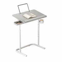 Space Saving C-Shaped Adjustable Desk Portable Design Adjustable C-Shaped Table Easy Assembly Household Furniture Slides Under Couch for Small Apartment Residents, Telecommuting Workers, Living Room, Balcony, Sofa Side, Home Office