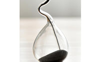 Sculptural Glass Hourglass with Black Sand Modern Hourglass with Black Sand Elegant Sandglass Slender for Desk, Office, Shelf