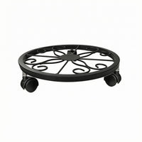 Decorative Scrollwork Metal Plant Stand Openwork Rolling Plant Stand Low-Slung Metal Pot Stand Wrought-Iron Style