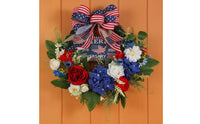 Festive American Flag Wreath Easy to Hang Independence Day Wreath Floral Accents Seasonal Decor Ribbon Bow for Entryway, Porch