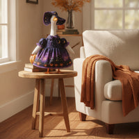 Goose in Witch Costume Resistant Witch Goose Figurine Gothic Halloween Outfit for Collectors, Mantel, Entryway