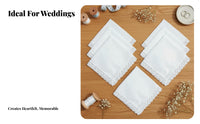 6 Pieces Wedding Handkerchief Elegant Design DIY Embroidery Handkerchief Pocket Square for Brides, Crafters, Weddings, Party Favors