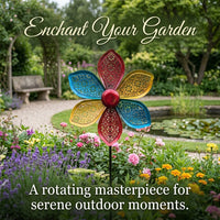 Wind Spinner for Outdoor Garden Decoration, Metal Windmill with 360 Degree Rotating Feature, Iron Construction Yard Ornament for Landscaping