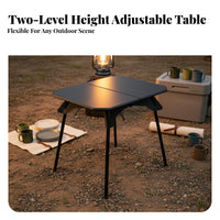 Foldable Design Adjustable Height Camp Table Lightweight Camping Equipment Compact Portable Furniture Quick Setup for Outdoor Enthusiasts, Road Trippers, Picnic, Barbecue, Tailgating, Beach