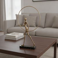 Metal Figurine with Marble Base Sculptural Sculpture with Marble Base Elegant Decorative Object for Living Room