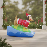 Christmas Inflatable Dachshund Lighted Inflatable Dachshund Festive Yard Decoration for Homeowners, Families