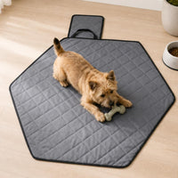Hexagonal Pet Mat Gray Quilted Pet Mat Black Trim