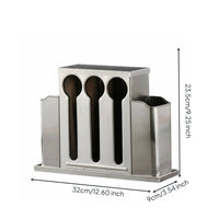 Easy to Clean Chopstick and Spoon Holder Large Capacity Commercial Spoon Holder Draining Design Stainless Steel Utensil Holder Heavy Duty for Restaurant, Dining Hall, Buffet
