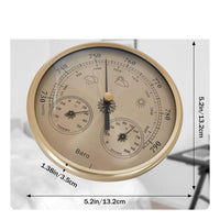3-in-1 Air Pressure Gauge Thermometer Hygrometer Easy-to-Read Analog Weather Station Round Air Pressure Gauge Hygrometer Thermometer Metal Bezel
