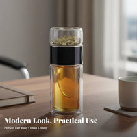 Leak-Proof Tea Water Separation Bottle Leakproof Glass Tea Infuser Bottle Heat Resistant for Office Workers, Commuters, Home, On the Go, Car