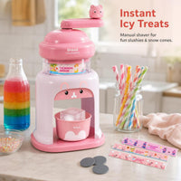 Manual Hand-Crank Ice Shaver for Shaved Ice and Slushies, Kid-Friendly, No Electricity Needed