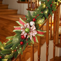 Christmas Swag with Bow Artificial Hanging Decoration Vertical Garland for Hallway