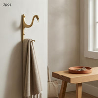 3 Pieces Brass Swan Hook Gold-Toned Household Hardware Space Saving