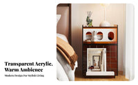 Rippled Door Cabinet mid-centuryera Modern Design Nightstand Space-Saving
