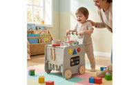 Toy Kitchen Cart Educational Rolling Play Cart Child Wooden Play Kitchen for Young Children, Playroom