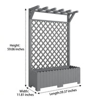 Planter Box Outdoor with Trellis, Raised Wooden Planter Box 100cm, Rectangular Garden Planter for Climbing Plants, Rustic Freestanding