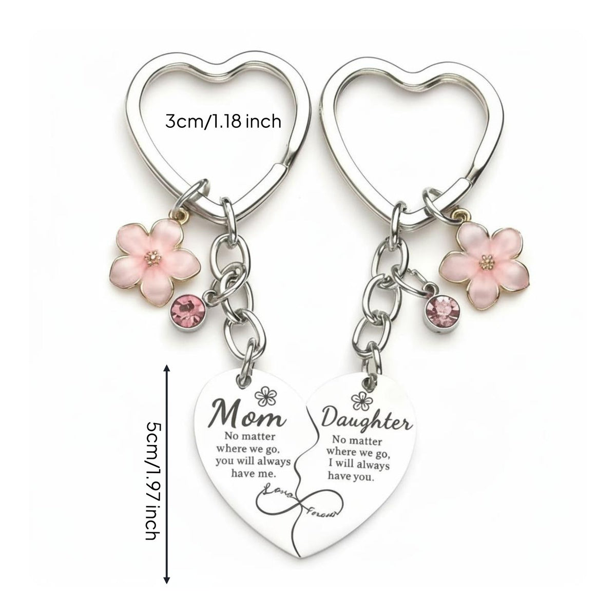 2 Pieces Mother Daughter Keychain Set Stainless Steel Split Heart Keychain Set