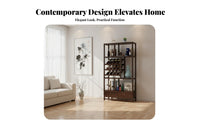 Large Capacity Chinese Design Wine Cabinet Strong Load-Bearing Living Room Curio Shelf Sturdy Construction Freestanding Wooden Display Shelf Adjustable Feet for Restaurant Owners, Interior Decorators, Party Hosts