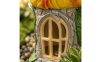Stone-Textured Cottage Ornament Arched Window Floral House Ornament Carved Leaves for Lawn