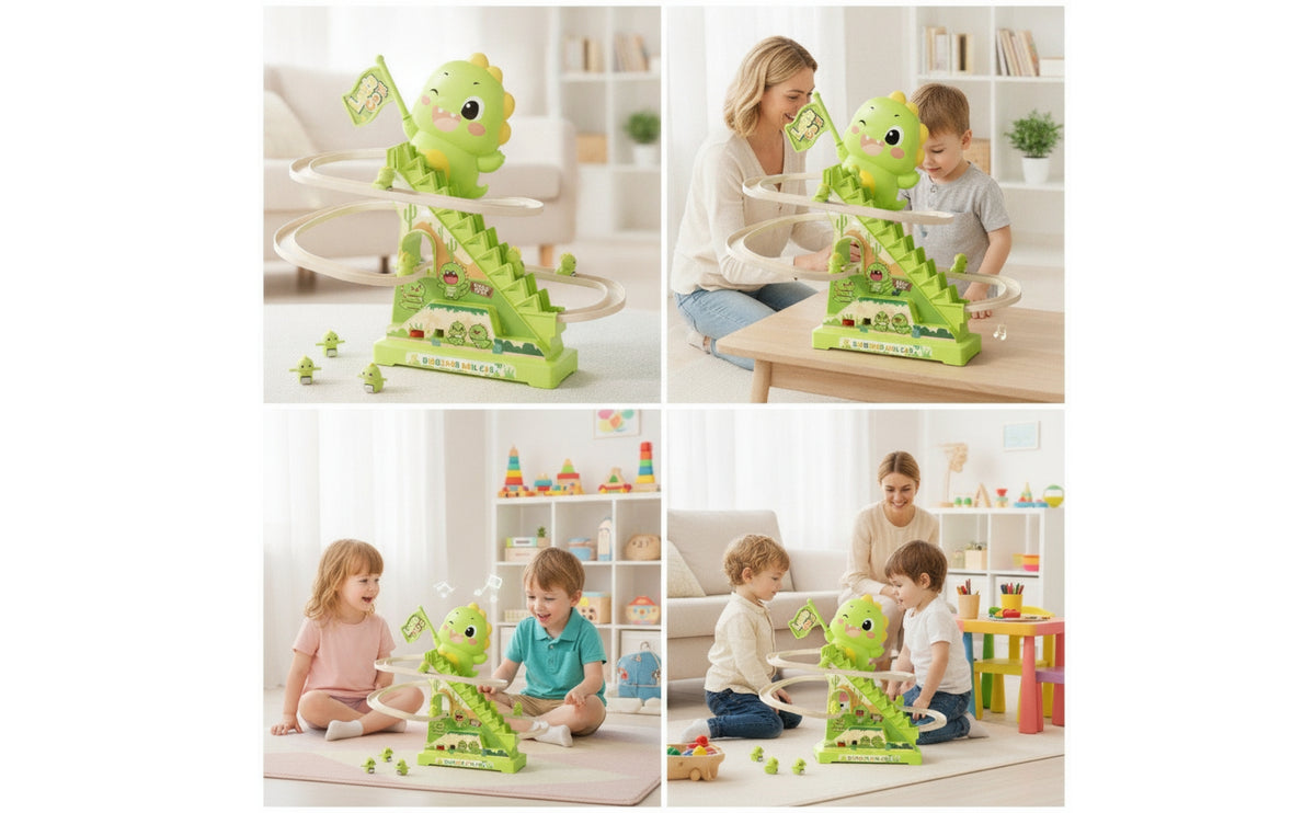 Dinosaur Climbing Slide Stair Toy Light and Music Dinosaur Climbing Stairs Toy Colorful Lights Electric for Toddlers, Playroom
