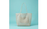 Interior Pocket with Zipper Mesh Beach Bag Anti-Sand Bottom Foldable Tote Bag Minimalist Design Women's Accessory for Shopping
